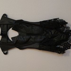 Faux leather bodysuit